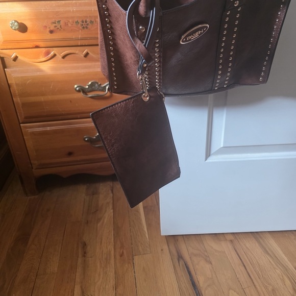 Dasein Elegant Brown Tote with Gold Studs - Picture 5 of 8